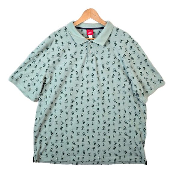Disney Amazon Essentials Mickey Mouse Green AOP Golf Polo Shirt XXL - Picture 1 of 8